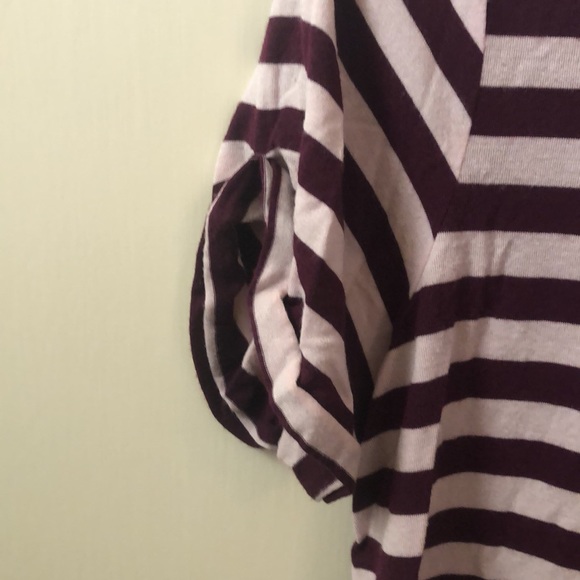 Maroon/blush pink striped Theory top - Picture 3 of 4